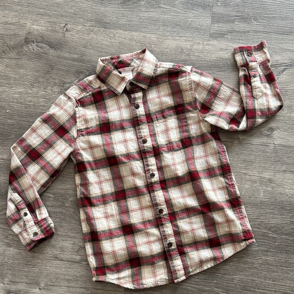 Gymboree Red and Cream Plaid Button-Down Shirt